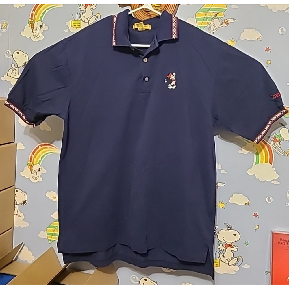Vintage Mickey Mouse Golf Polo Shirt Size L Cross Creek Made In USA Embroidered